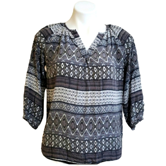 Cynthia Rowley Silk Blouse | Gray & Black Women's Size XS - Picture 1 of 8